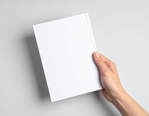 Blank A4 photorealistic brochure mockup on light grey background.