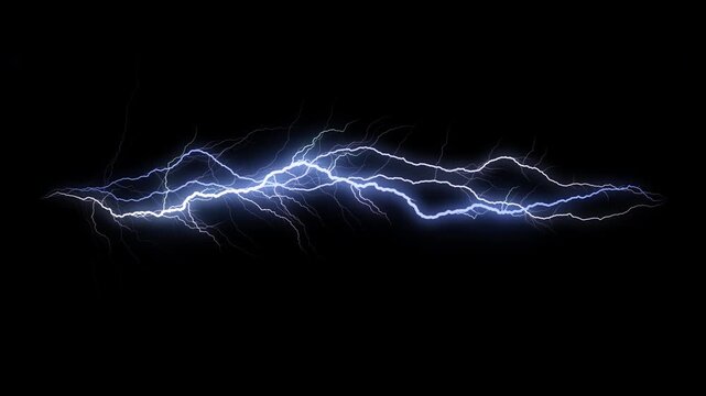 Striking bright electric lightning bolt. Glowing thunderbolt animation. Powerful energy. Loop. Embedded alpha channel