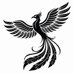Phoenix wings glowing with neon sparks silhouette