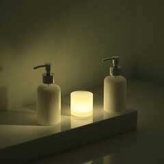 Obraz premium Illuminated Soap Dispensers with Bathroom.