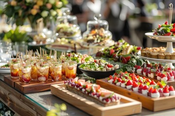 Outdoor Garden Party Buffet Delicious food, sunshine, flowers