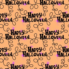 Halloween title seamless pattern for wrapping paper and fabrics and linens