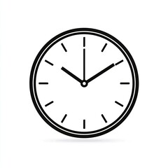A simple, minimalist black line drawing of a circular analog clock face, showing the time as approximately 315, set against a plain white background with a subtle drop shadow