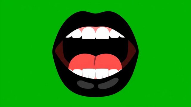 Open Mouth Illustration on Green Screen