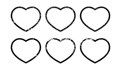 Set of grunge borders in heart form
