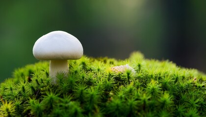 green moss with a white mushroom