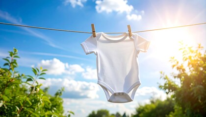 Baby Onesie Drying Sunny Day.