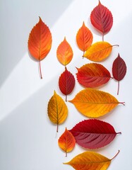 Obraz premium Autumn leaves on a white backdrop. Colorful. Fall.