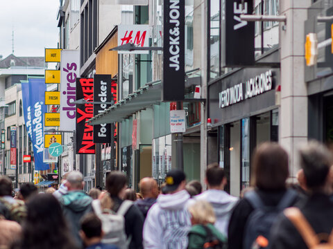Shopping Crowd on Hohe Strasse in Koln, Germany