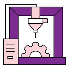 Futuristic AI Driven 3D Printing Vector Icon