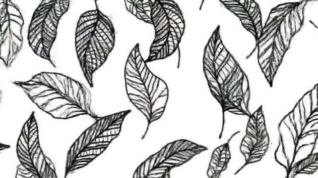 black and white seamless pattern with leaves