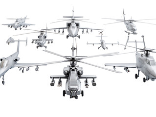 Army Aircraft Soaring Above Open Battlefield