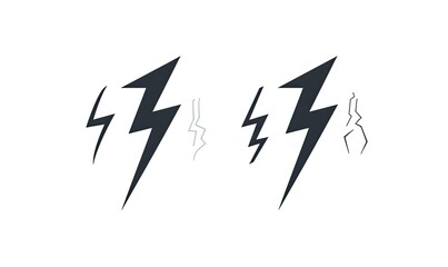A collection of stylized lightning bolt icons in varying sizes and shades of gray, set against a plain white background.  The bolts are depicted in a simple, slightly jagged style