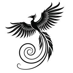 Phoenix wings glowing in spiral jewel silhouette