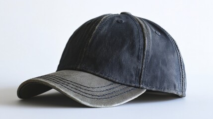 A stylish, dark blue baseball cap, perfect for casual wear and adding a touch of urban flair.