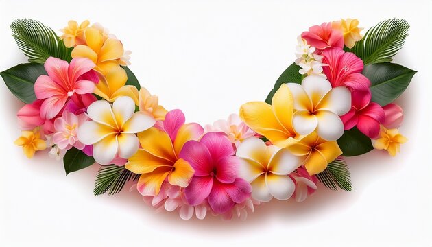 Fototapeta hawaiian lei garland with fresh flowers isolated on a transparent background for tropical themed events and occasions