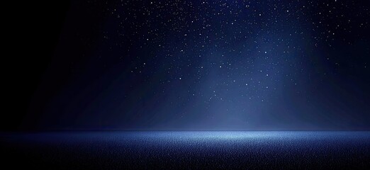 Dark blue gradient background with light source and subtle particle effect, creating a mysterious and serene atmosphere