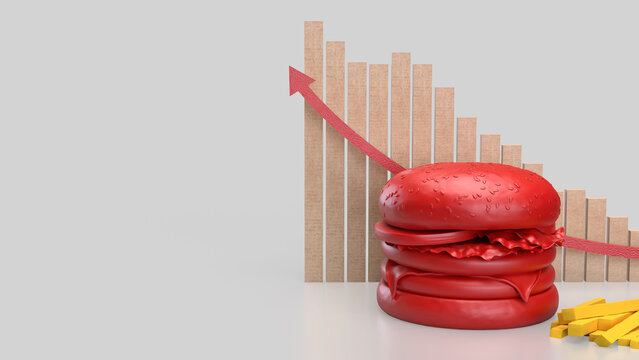 The Red Hamberger on white background  for food or health concept 3d Rendering.