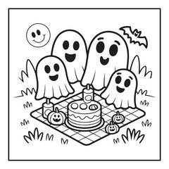 Bold and easy halloween coloring pages, vectors, illustration, line art, black & white deasgns, halloween coloring book, halloween coloring pages, halloween elements