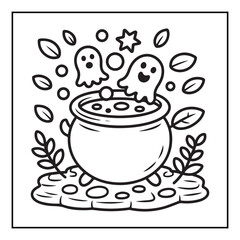 Bold and easy halloween coloring pages, vectors, illustration, line art, black & white deasgns, halloween coloring book, halloween coloring pages, halloween elements