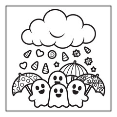 Bold and easy halloween coloring pages, vectors, illustration, line art, black & white deasgns, halloween coloring book, halloween coloring pages, halloween elements
