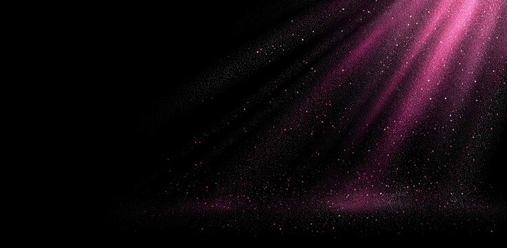 A dark background features a diagonal beam of pink light, scattering particles of light across the image, creating a magical and ethereal ambiance - Powered by Adobe