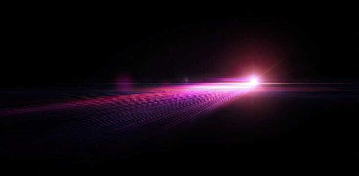 A vibrant pink and purple light streak across a dark background, emanating from a bright central point, creating a dynamic and energetic visual effect
