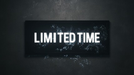 Illuminated 'Limited Time' sign on a dark textured wall, perfect for advertising.