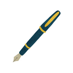 ダークネイビーの万年筆　水彩風手描きイラスト