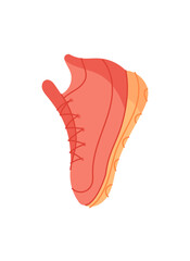 Flat sneaker sticker in bright style. Iconic shoe for gym and workout activity. Sportswear gear for athlete training and healthy lifestyle. Represents sport equipment, ideal fitness dynamic exercise