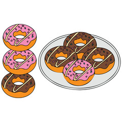 Doughnut dessert flat vector cartoon style isolated vector illustration on white background