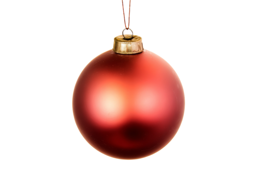 A red ornament hanging from a string