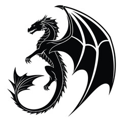 Dragon wings wrapping around frozen flame silhouette