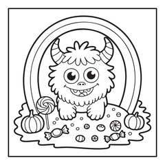Bold and easy cute halloween coloring pages, vectors, illustration, line art, black & white deasgns, halloween coloring book, halloween coloring pages, halloween elements
