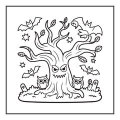 Bold and easy cute halloween coloring pages, vectors, illustration, line art, black & white deasgns, halloween coloring book, halloween coloring pages, halloween elements