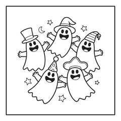 Bold and easy cute halloween coloring pages, vectors, illustration, line art, black & white deasgns, halloween coloring book, halloween coloring pages, halloween elements