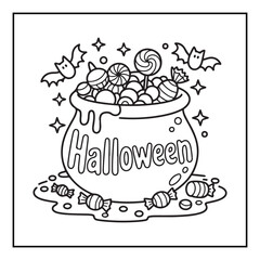 Bold and easy cute halloween coloring pages, vectors, illustration, line art, black & white deasgns, halloween coloring book, halloween coloring pages, halloween elements