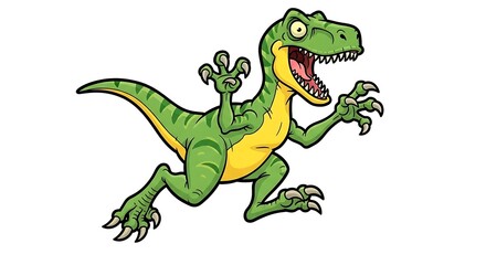 A vibrant illustration of a running dinosaur in action. 