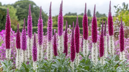 Vibrant Pink and White Liatris Spicata Flowers in Garden