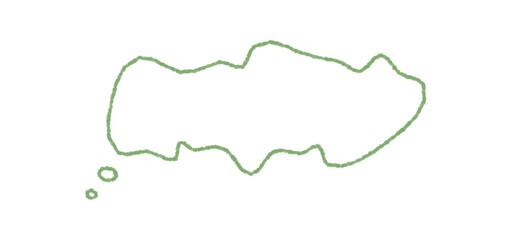 Hand drawn wavy crayon speech bubble with round contour and cloud shape forms a playful comment or chat message. This graphic dialog element adds an organic accent for conversation in a unique and