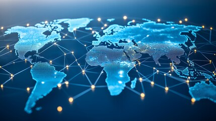 Global Network Connections Futuristic World Map