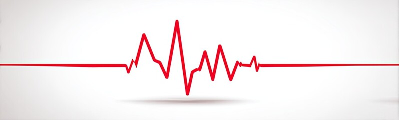Red heartbeat wave on white background; medical, health, life, EKG, monitoring