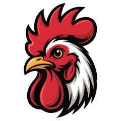 Chicken rooster head mascot logo vector illustration isolated on white background