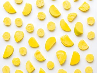 Vibrant Yellow Mango Slices Pattern Background