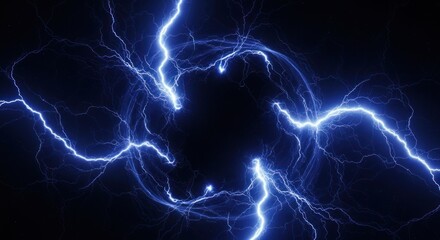 Electric vortex: Dynamic interplay of blue lightning against a dark cosmic backdrop