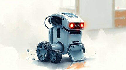 Fototapeta premium Robot Cleaning Home Floor.