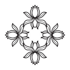 Frame with ornament, frame, geometry, flowers. decorating covers for book, notebook, casket, magazine, postcard and folder. Flower simple mandala in mehndi style.