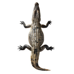 Fototapeta premium Majestic alligator from above, showcasing its textured scales and powerful form against a clean white background.