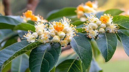 Closeup Vibrant Yellow White Flowers Blooming Green Leaves Botanical