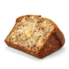 Slice of Banana Nut Bread with Visible Walnuts and Moist Texture